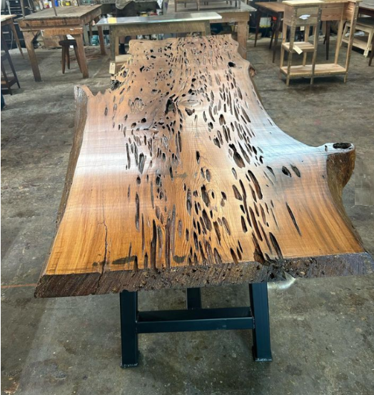 Pecky Cypress Center Room Table, Live Edge – Landrum Tables