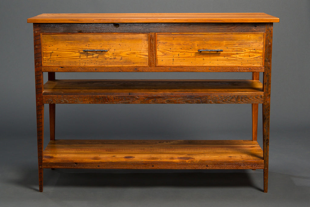 Side Board with Double Shelf and 2 Drawers – Landrum Tables