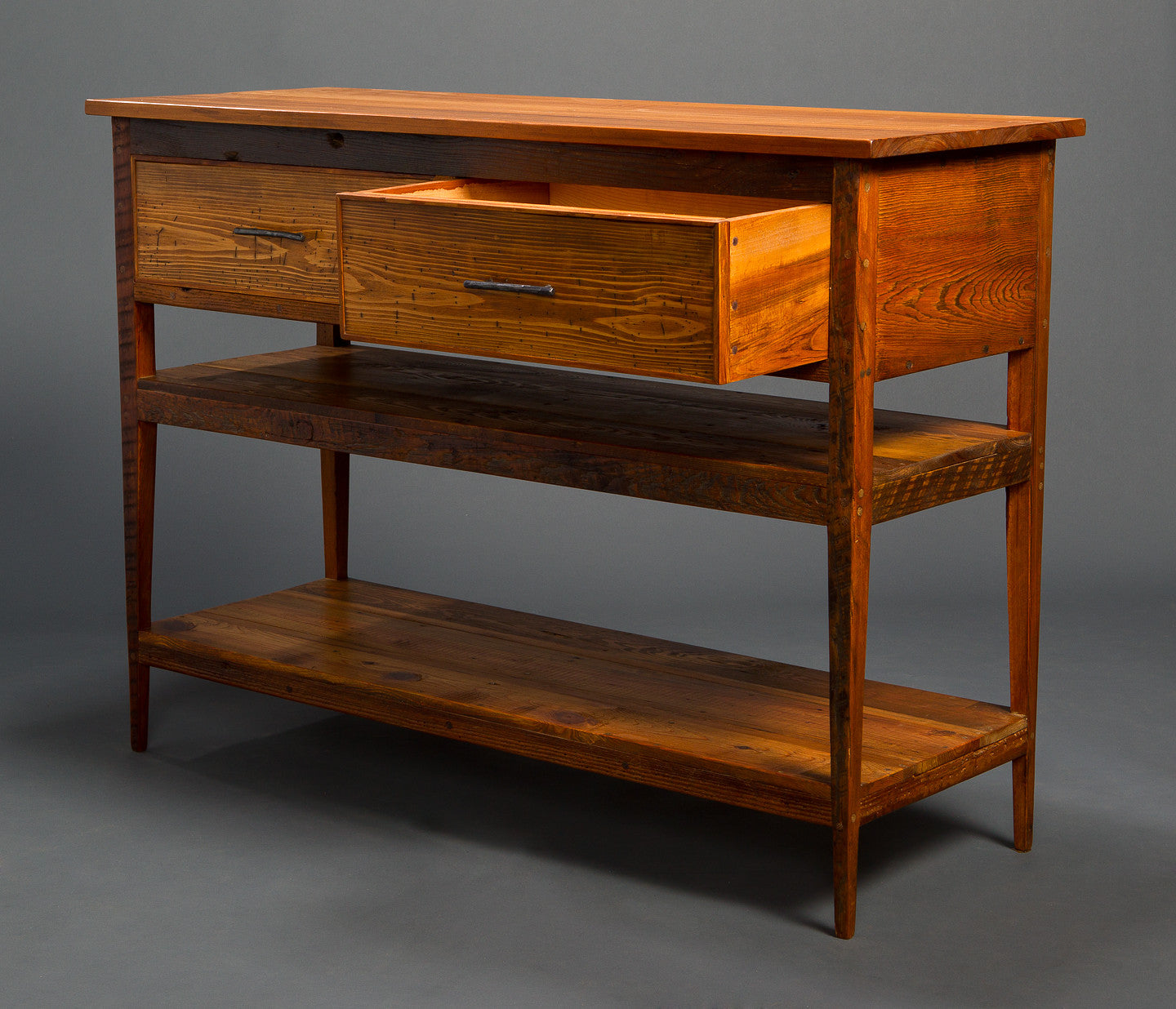 Side Board with Double Shelf and 2 Drawers – Landrum Tables