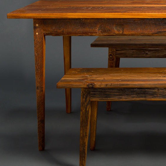 Antique Heart Pine Signature Farm Table with Benches